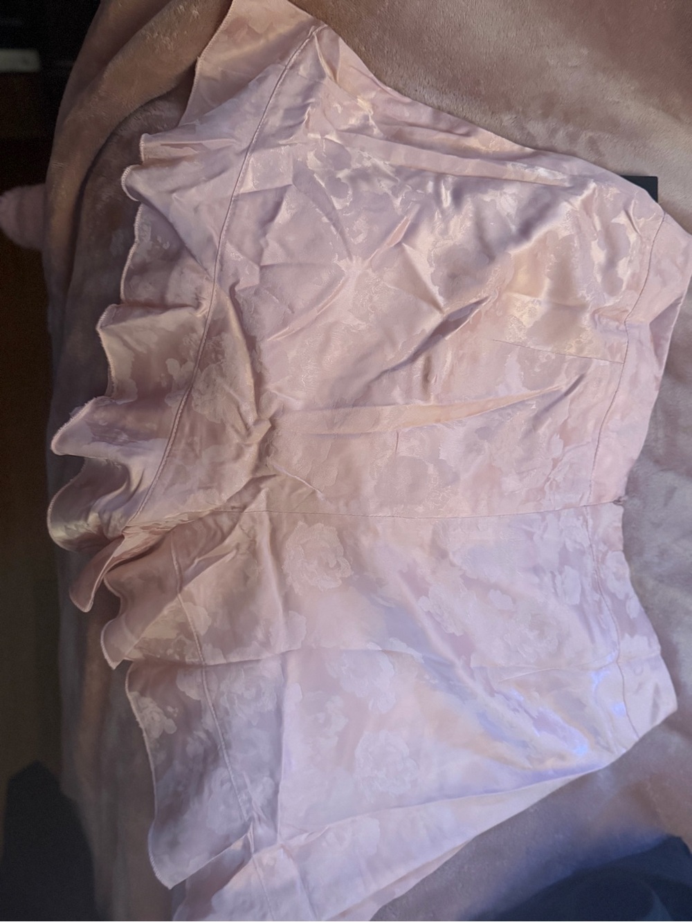 Lulu's Blush Satin Floral Ruffle Bandeau Shorts